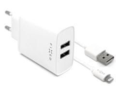 FIXED Set nabíjačky s 2 x USB a USB/Lightning kábla, 1m, MFI, 15 W Smart Rapid Charge, biela FIXC15-2UL-WH