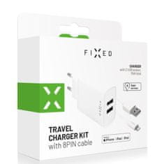FIXED Set nabíjačky s 2 x USB a USB/Lightning kábla, 1m, MFI, 15 W Smart Rapid Charge, biela FIXC15-2UL-WH