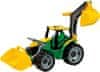 Traktor s lyžicou a bagrom, zeleno žltý