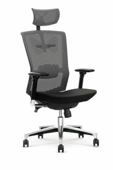 Halmar Kancelárska stolička s podrúčkami Ambasador - čierna / sivá