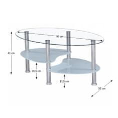 KONDELA Konferenčný stolík Wave New - oceľ / číre a mliečne sklo