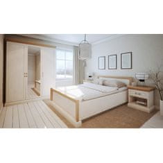 KONDELA Manželská posteľ s roštom Royal L1 160 - biela sosna nordická / dub divoký