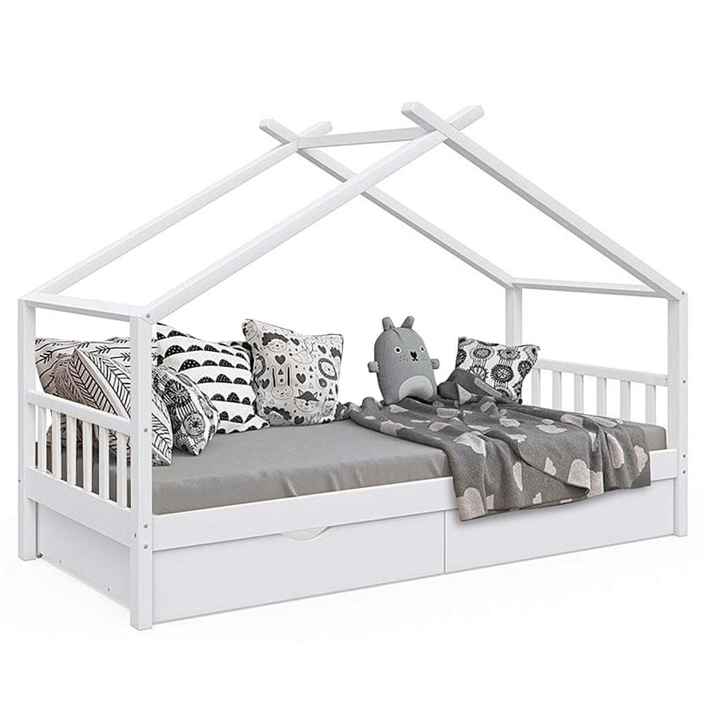 KONDELA Jednolôžková posteľ s roštom Elisia 90x200 cm - biela