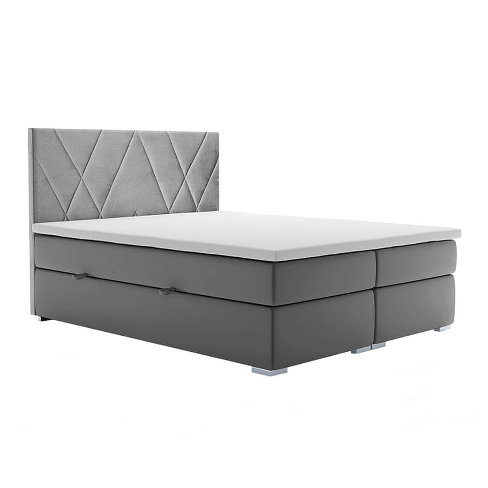 KONDELA Čalúnená manželská posteľ s matracom Ora 160x200 cm - sivá