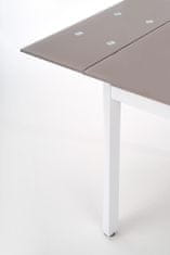 Halmar Rozkladací jedálenský stôl Alston - béžové sklo / biely kov