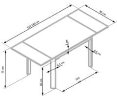 Halmar Rozkladací jedálenský stôl Alston - béžové sklo / biely kov