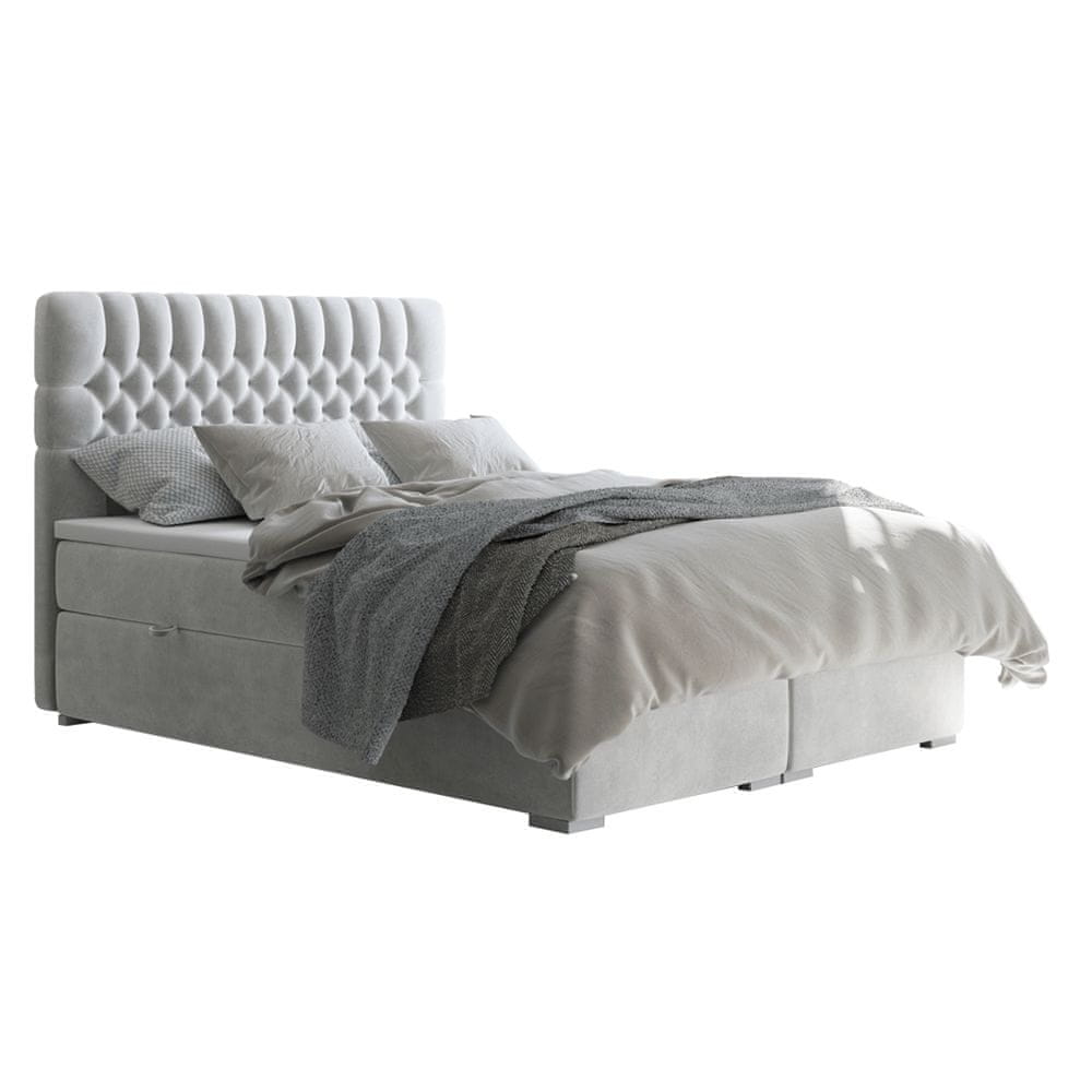 KONDELA Čalúnená manželská posteľ s matracom Fonda 160x200 cm - svetlosivá