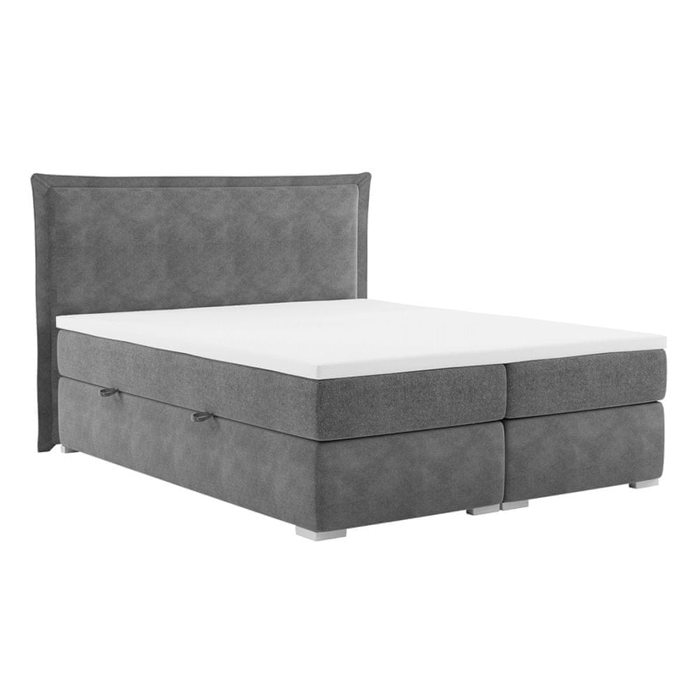 KONDELA Čalúnená manželská posteľ s matracom Megan 160x200 cm - sivá