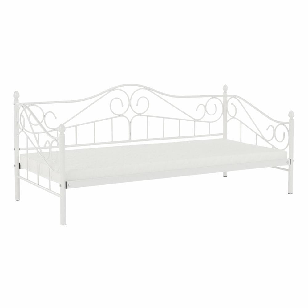 KONDELA Kovová jednolôžková posteľ s roštom Daina 90x200 cm - biela