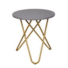 KONDELA Okrúhly príručný stolík Rondel - sivá / zlatá