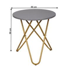 KONDELA Okrúhly príručný stolík Rondel - sivá / zlatá
