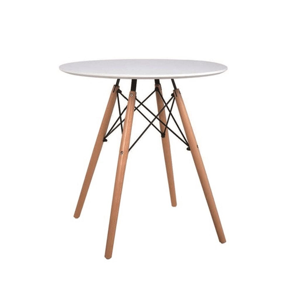 KONDELA Okrúhly jedálenský stôl Gamin New 60 cm - biela / buk