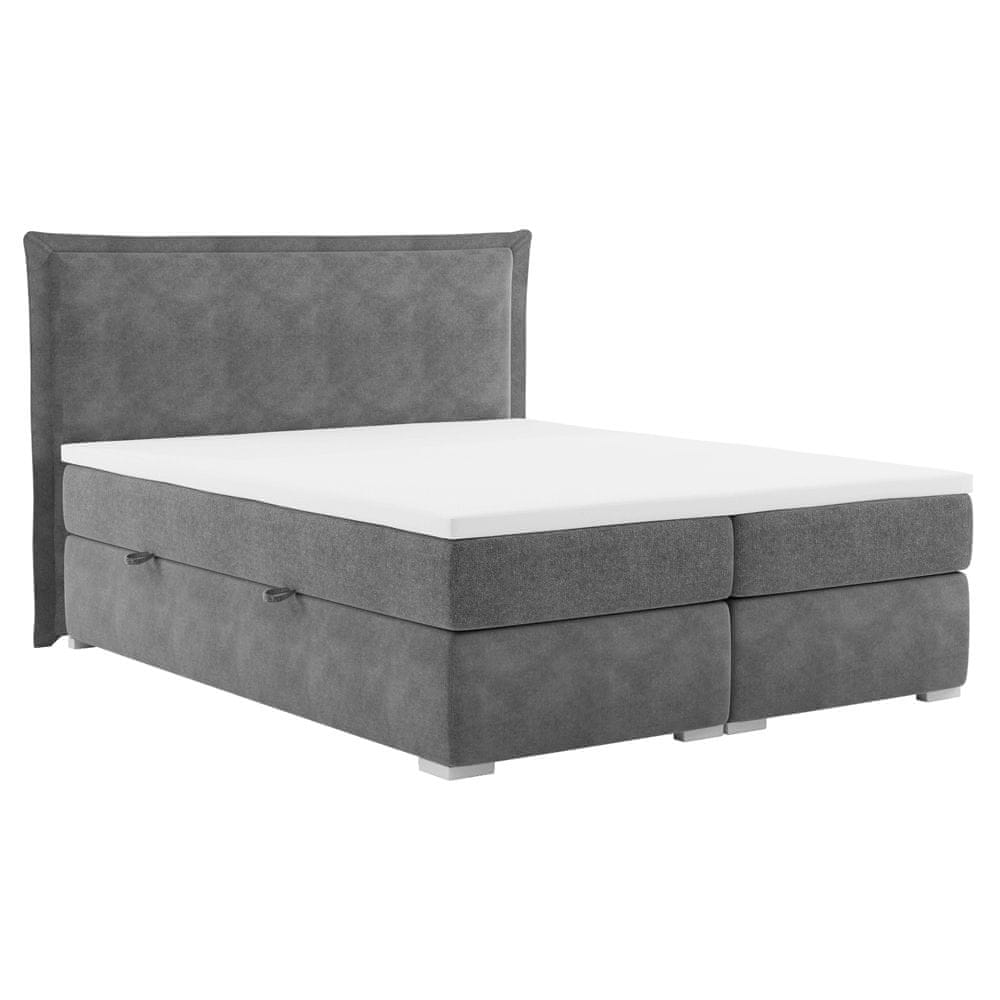 KONDELA Čalúnená manželská posteľ s matracom Megan 180x200 cm - sivá