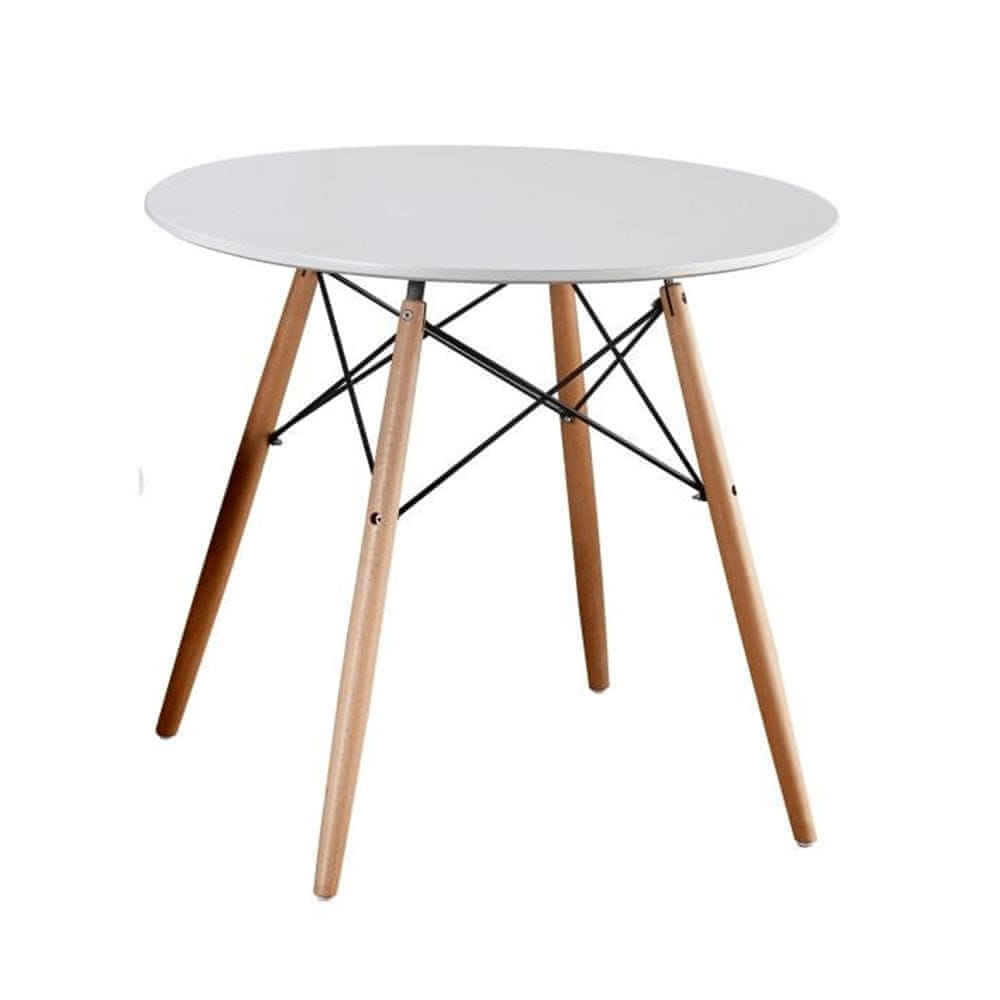KONDELA Okrúhly jedálenský stôl Gamin New 90 cm - biela / buk