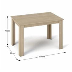 KONDELA Jedálenský stôl Kraz 120x80 cm - dub sonoma