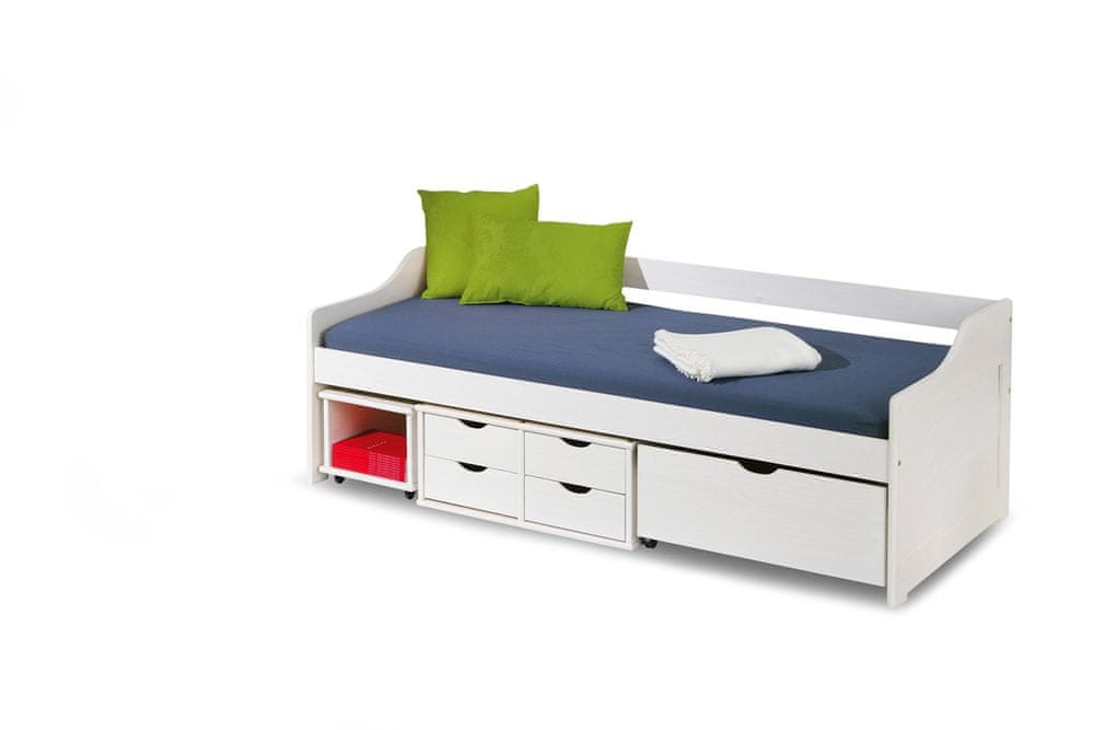 Halmar Jednolôžková posteľ s roštom a úložným priestorom Floro 2 90 - biely lesk