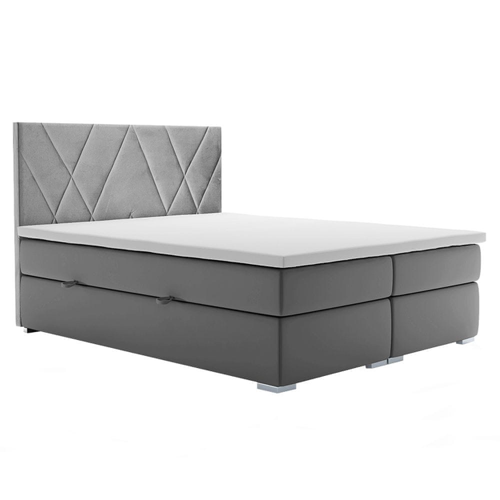 KONDELA Čalúnená manželská posteľ s matracom Ora 180x200 cm - sivá