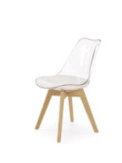 Halmar Jedálenská stolička K246 - biela / priehľadná / buk