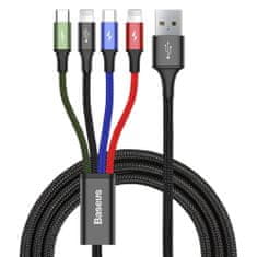 BASEUS Rapid kábel USB / 2x Lightning / USB-C / Micro USB 3.5A 1.2m, čierny