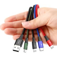 BASEUS Rapid kábel USB / 2x Lightning / USB-C / Micro USB 3.5A 1.2m, čierny