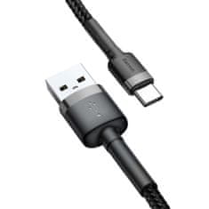 BASEUS Cafule kábel USB / USB C QC 3.0 3A 1m, čierny/sivý