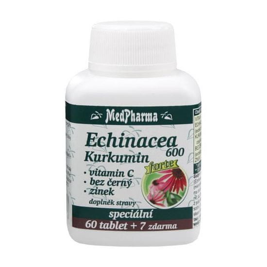 MedPharma Echinacea 600 Forte + kurkumín + vitamín C + baza čierna + zinok 60 tbl. + 7 tbl. ZD ARMA