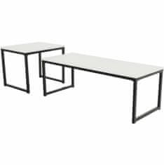 KONDELA Konferenčný stolík (2 ks) Kastler New Typ 2 - matná biela / čierna