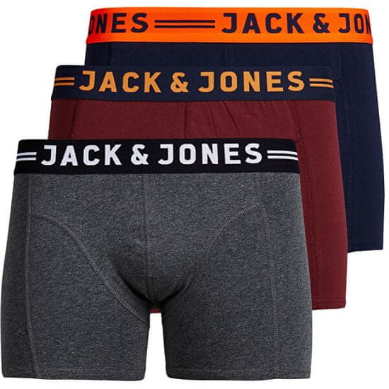 Jack&Jones 3 PACK - pánske boxerky JACLICHFIELD 12113943 Burgundy