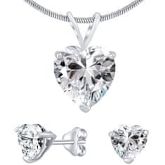 Silvego Strieborný set šperkov s čírym krištáľovým sklom JJJHEART01 (náušnice, prívesok)