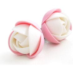 Troli Ružovo-biele náušnice puzetky kytičky