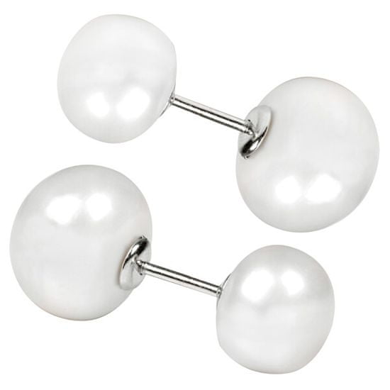 JwL Luxury Pearls Strieborné obojstranné náušnice s pravými bielymi perlami JL0255