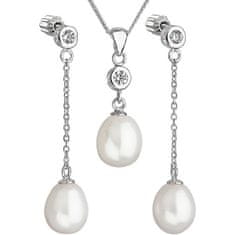Evolution Group Strieborná perlová sada so zirkónmi Pavona 29005.1 AAA biela (náušnice, retiazka, prívesok)