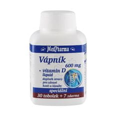 MedPharma Vápník 600 mg + vitamín D liquid 30 tob. + 7 tob. ZDARMA