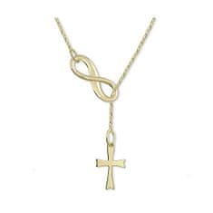 Brilio Zlatý originálne náhrdelník Nekonečno s krížikom 40 cm 273 001 00132