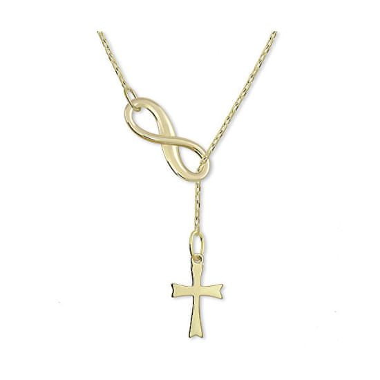 Brilio Zlatý originálne náhrdelník Nekonečno s krížikom 40 cm 273 001 00132
