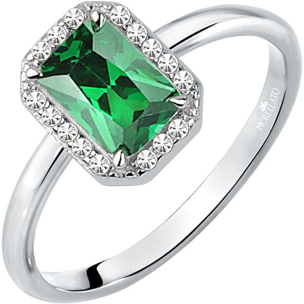 Morellato Trblietavý strieborný prsteň so zeleným kamienkom Tesoro SAIW76 (Obvod 56 mm)