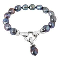 JwL Luxury Pearls Náramok z pravých kovovo modrých perál JL0562