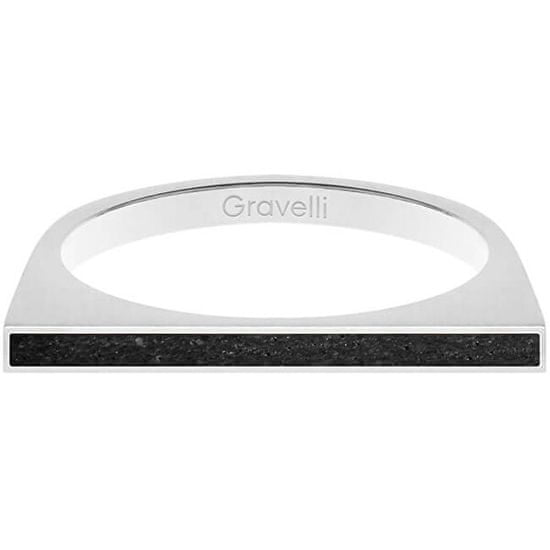 Gravelli Oceľový prsteň s betónom One Side oceľová / antracitová GJRWSSA121