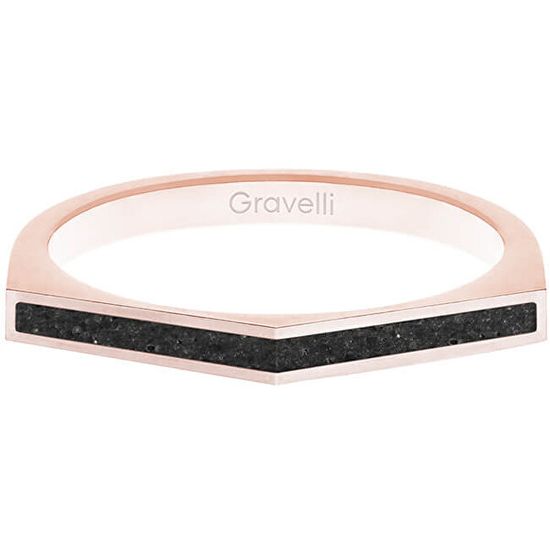 Gravelli Oceľový prsteň s betónom Two Side bronzová / antracitová GJRWRGA122