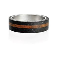 Gravelli Betónový prsteň antracitový Simple Wood GJRUWOA001 (Obvod 63 mm)