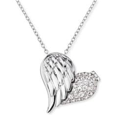 Engelsrufer Strieborný náhrdelník Medailónik srdce s krídlom a zirkónmi ERN-WITHLOVE-2Z