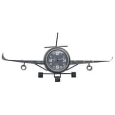 Vidaxl Nástenné hodiny v leteckom štýle, sivé, 41x8x17 cm, kov