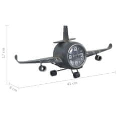 Vidaxl 321485 Aviator Clock Grey 41x8x17 cm Metal
