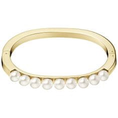 Calvin Klein Pevný pozlátený náramok s perličkami Circling KJAKJD14010 (Rozmer 5,4 x 4,3 cm - XS)