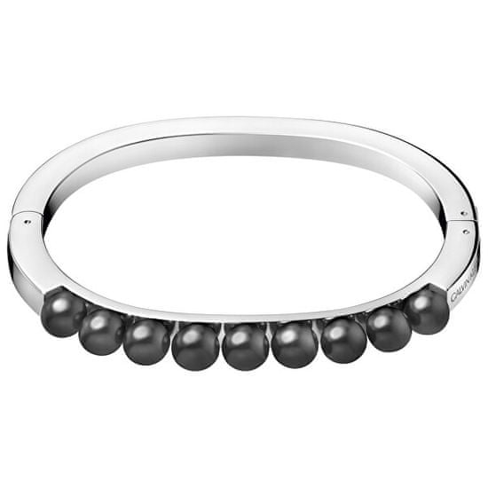 Calvin Klein Pevný oceľový náramok s čiernymi perličkami Circling KJAKMD04010