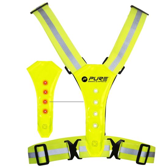 Vidaxl Pure2Improve Reflexná bežecká vesta s LED diódou, žltá