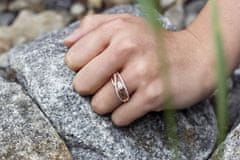 Beneto Ružovo pozlátený strieborný prsteň so zirkónmi AGG331 (Obvod 50 mm)
