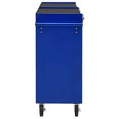 Vidaxl Dielenský vozík so 14 zásuvkami modrý oceľový