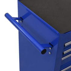 Vidaxl Dielenský vozík so 14 zásuvkami modrý oceľový
