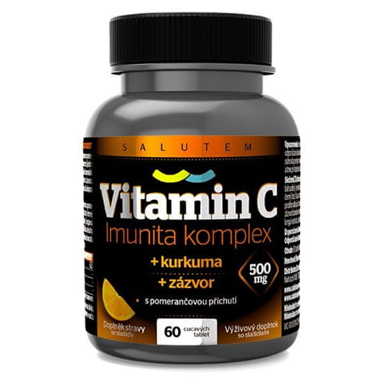 SALUTEM Pharma Vitamín C 500 mg Imunita kurkuma + zázvor tbl.60 s pomarančovou príchuťou